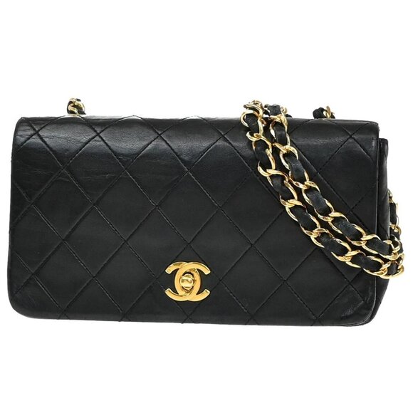CHANEL CC Mini Matelasse Full Flap Chain Shoulder Bag Leather Black GHW - Picture 1 of 16